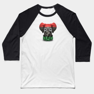 Baby Elephant with Glasses and Libyan Flag Baseball T-Shirt